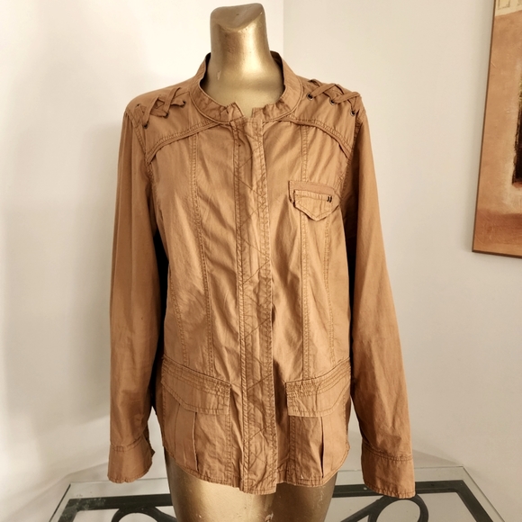 Maurices Women's Bronze Color Utility Cargo Jacket Full Zipper Closure Sz 0 - Picture 3 of 7